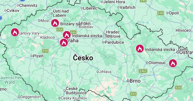 Interaktivní mapa INDIÁN - stezka přežití
