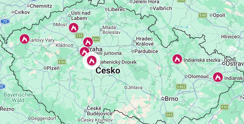Interaktivní mapa INDIÁN - stezka přežití